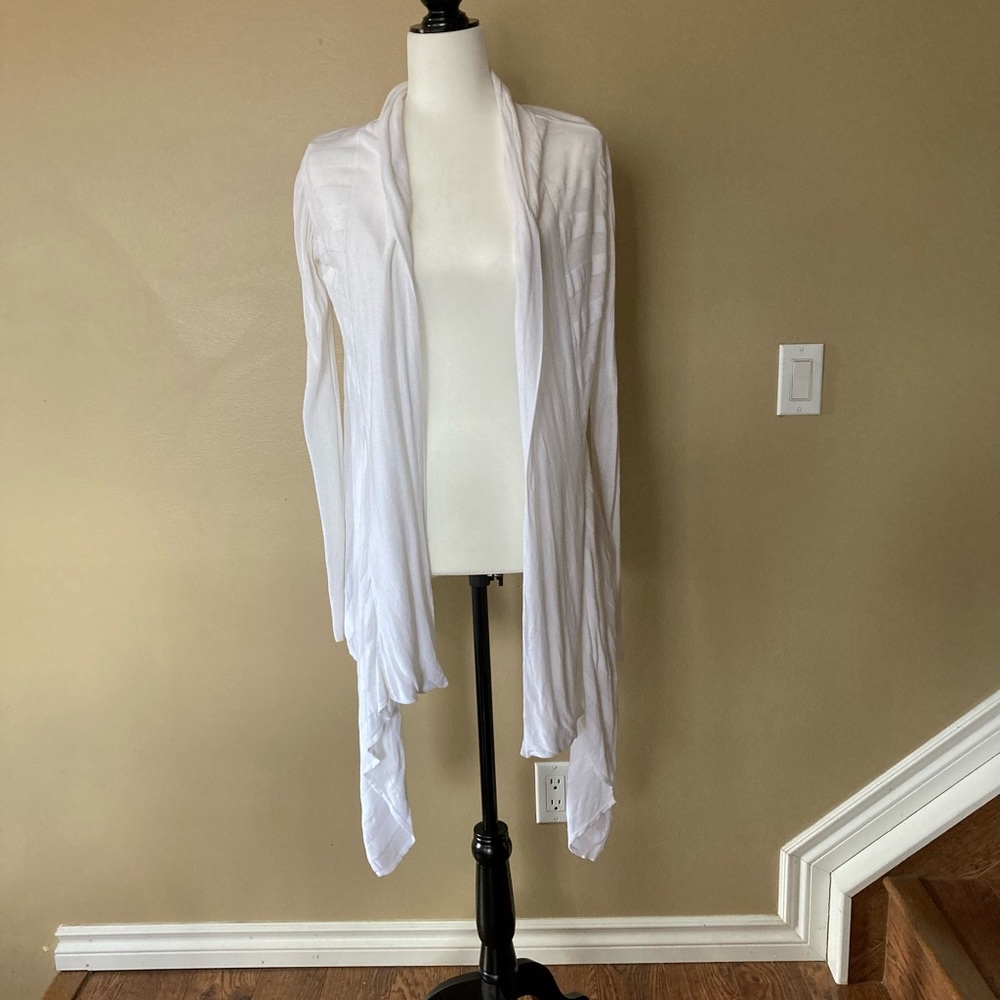 White Striped Long Cardigan